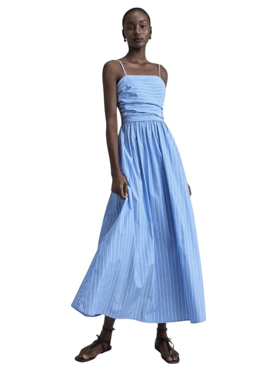 SHEIN Dresses & Skirts - ONTRE Striped Light Blue Maxi Sundress with Spaghetti Straps